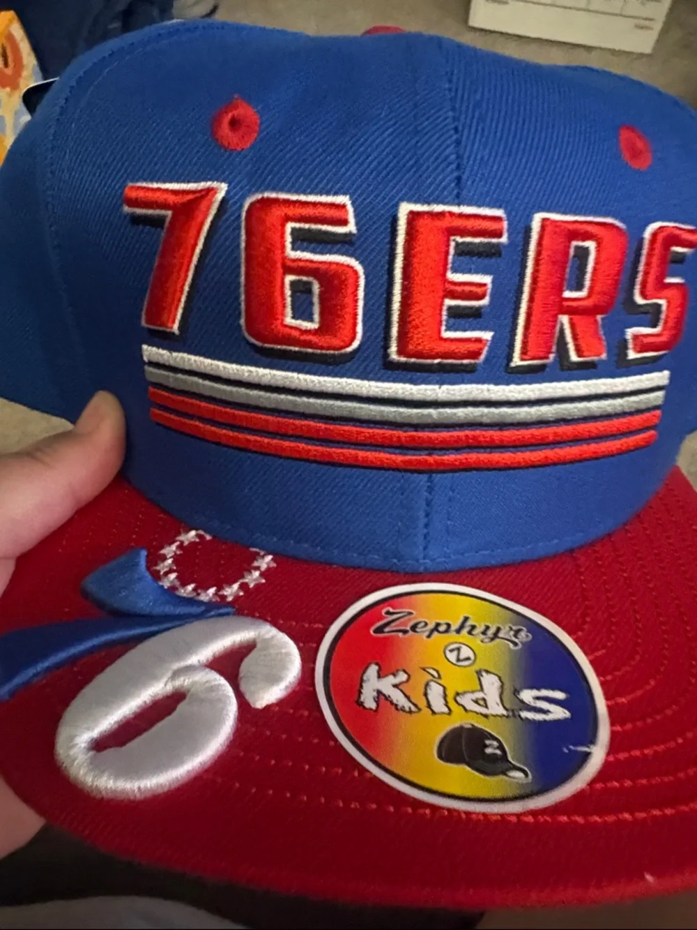 Zephyr Kids 76ERS Snapback Hat - Blue & Red Philadelphia new